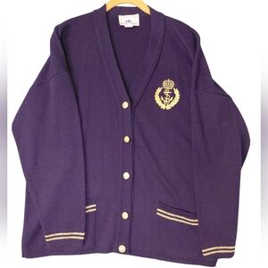 Blue Cardigan with Gold Accents